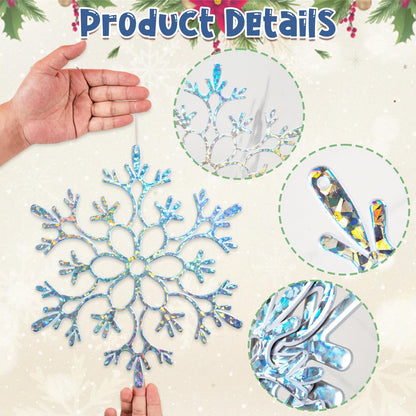 Winter Wonderland Frozen Birthday Party Decoration Large Snowflake Ornament Clearance- 6pcs 11.8”Large Iridescent Hanging Snowflakes Christmas Ornaments for Christmas Tree Outdoor Xmas Decor Supplies