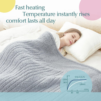 Heated Throw Blanket Double Sided Sherpa, Soft Heating Electric Blanket for Bed, Automatic Safety System, 6 Heating Levels & 4 Hours Auto-Off, 50"x60" Arctic Grey