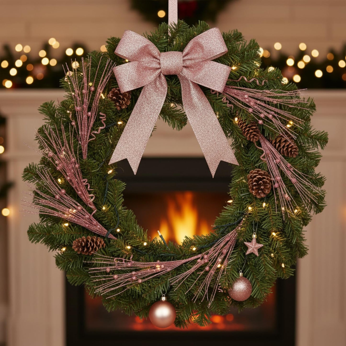 Crowye 24 Pcs Christmas Tree Picks and Sprays Christmas Tree Filler Decorations Artificial Glitter Berry Stems Branches Picks for Xmas Trees Topper Glittery Twigs for Vases Wreath Decor(Rose Gold)