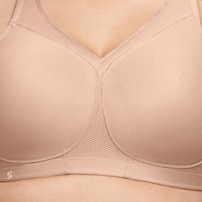 Glamorise Full Figure Plus Size MagicLift Seamless Sports Bra Wirefree #1006 Café