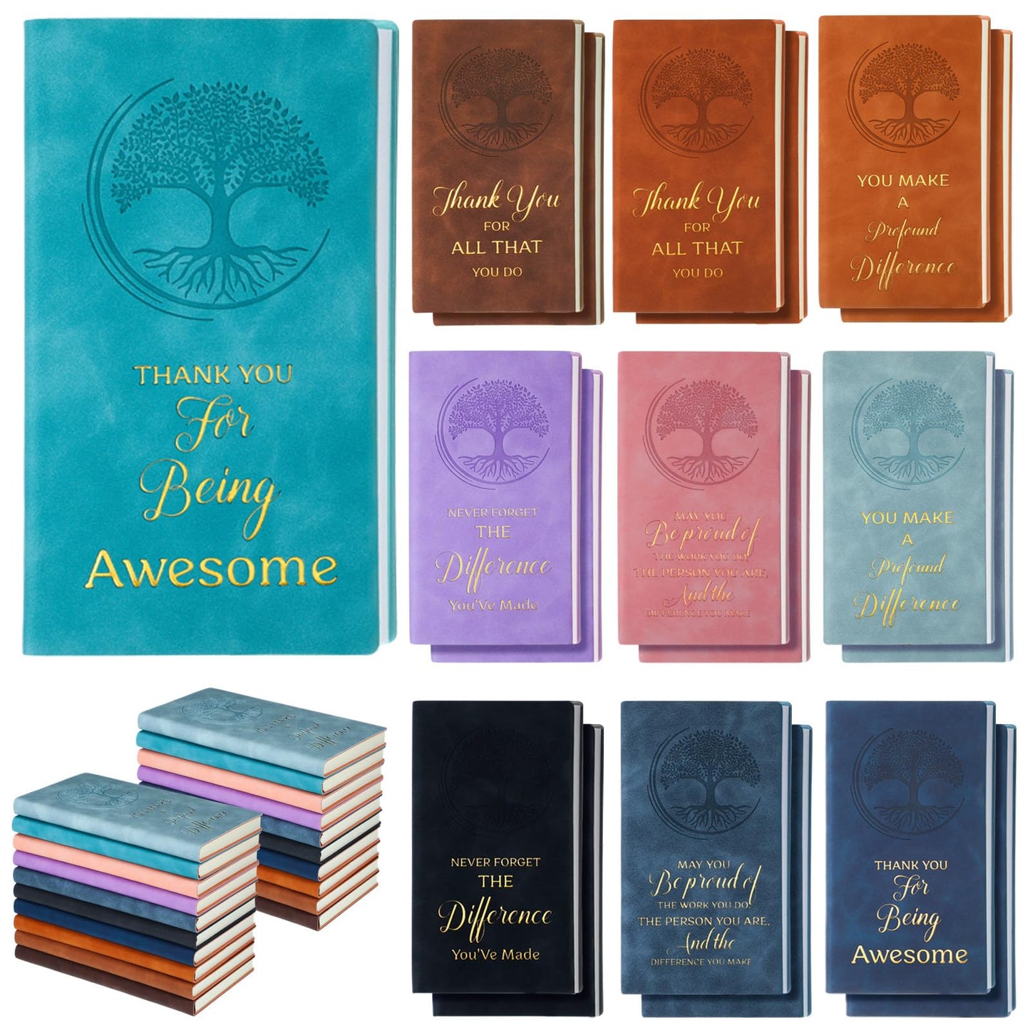 Chuangdi 20 Pcs Thank You Gifts Leather Journal Notebook Bulk A6 Employee Appreciation Gifts Leather Notebooks Writing Journal Inspirational Notebook Pocket Notepad for Women Men Employee