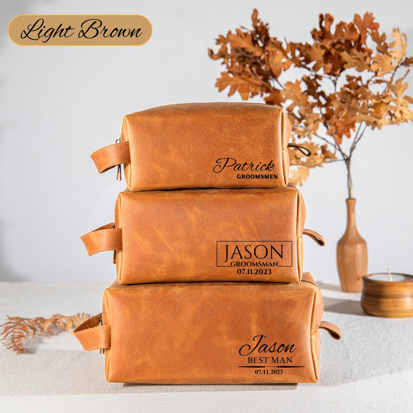 Personalized Handcrafted Leather Toiletry Bag for Men, Custom Shaving, Travel Dopp Kit, Grandpa, Dad, Husband, Father, Him, Boyfriend, Groomsmen, Birthday, Wedding, Graduation, Retirement Gifts