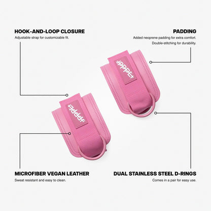 UPPPER Ankle Straps for Cable Machines (Pair) – Double D-Ring, Adjustable, Padded for Comfort – Ideal for Kickbacks, Glute Workouts, and Lower Body Exercises for Women and Men | Premium Fitness Gear (Pink)