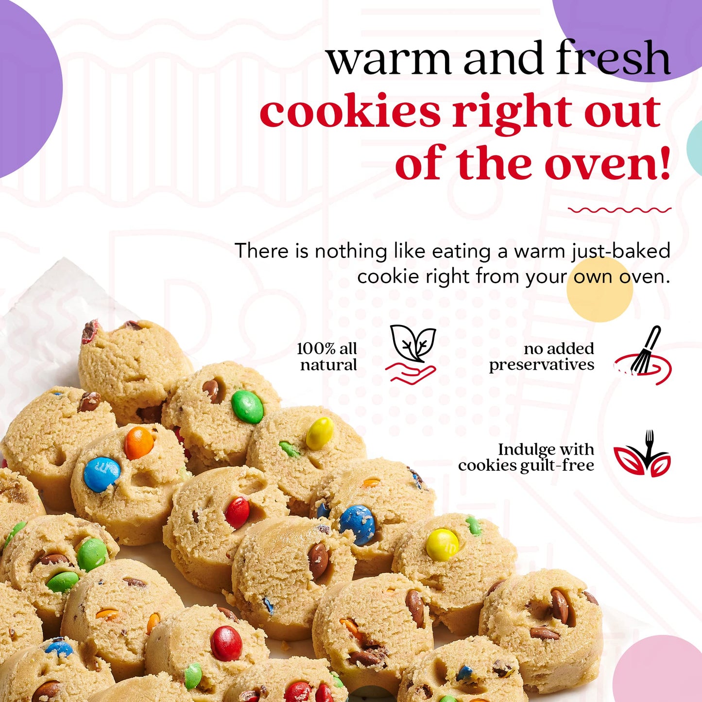 David's Cookies Preformed Frozen Cookie Dough – Candy, Ready-to-Bake Cookies, 80 Count
