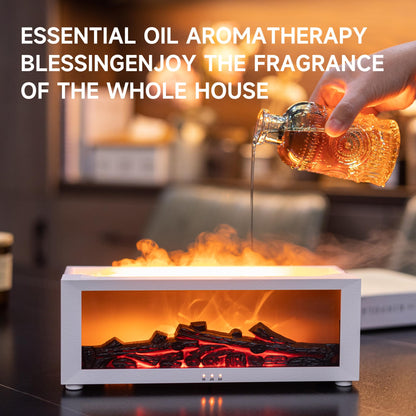 Fireplace Flame Air Diffuser Humidifier,7 Colors Aromatherapy Essential Oil Diffuser,Ultrasonic Aroma Humidifier with Timer for Home,Bedroom,Office,Yoga (BlackB, L)