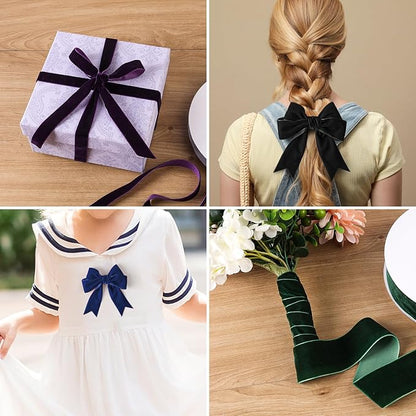 Lavender Velvet Ribbon 1/4" x 20Yd,Great for Gift Wrapping,Hair Bows Making, Wreaths,Wedding and Christmas Party Decoration(Lavender 1/4")