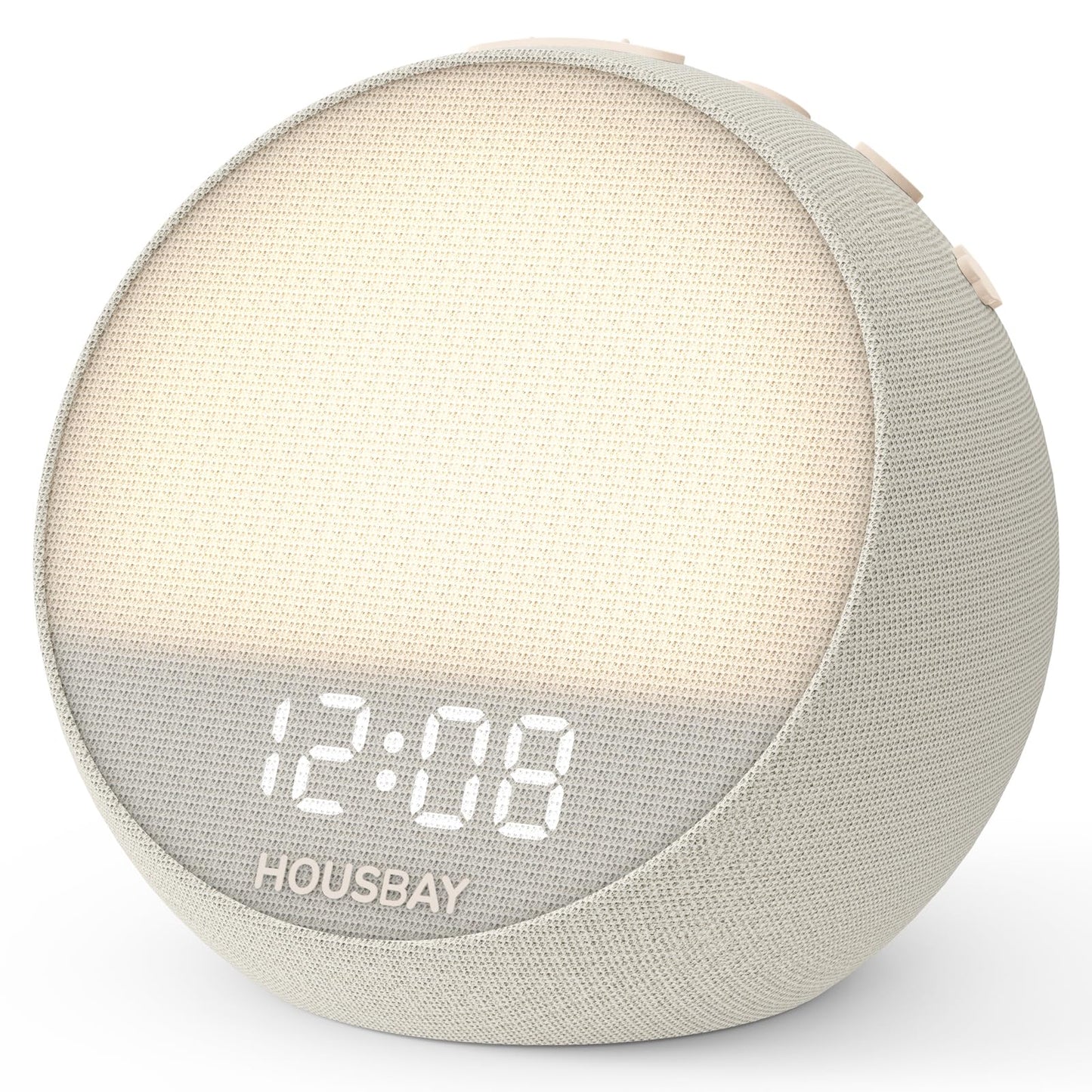 HOUSBAY MINI Sunrise Alarm Clock with Sound Machine, Rhythm Wake-Up Light, White Noise for Sleeping, Compact Phone-Free Bedrooms Clock, Putty