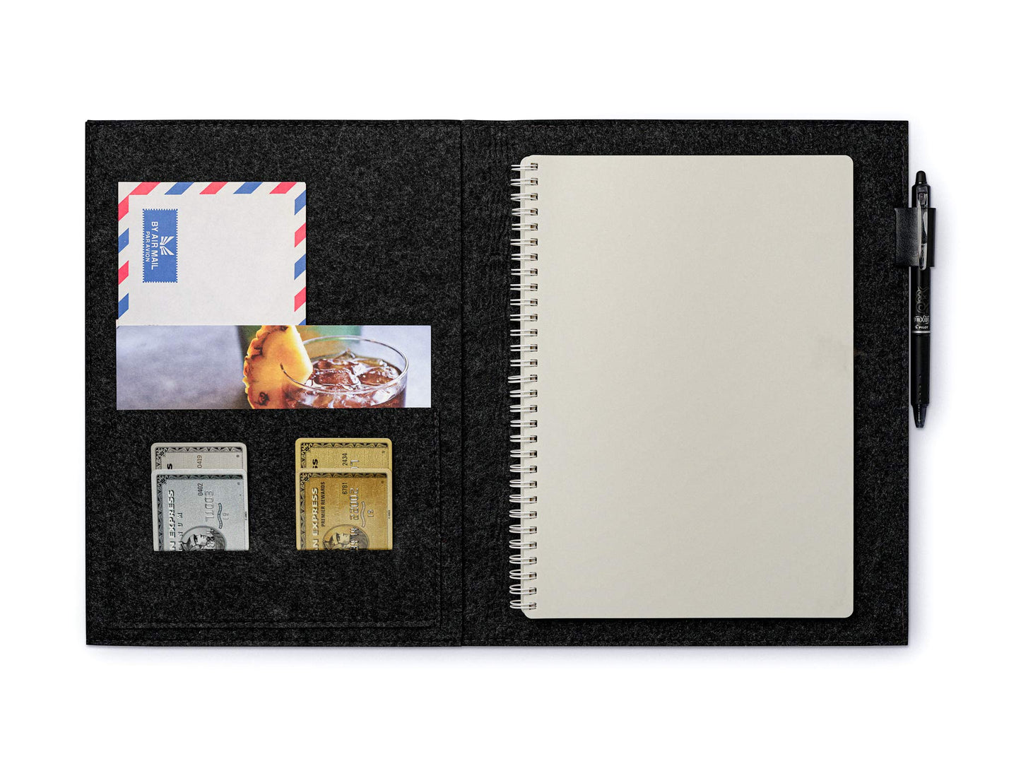 Eco-Friendly Folio Cover Compatible with Rocketbook, Moleskins, Notebooks and Journals - with Adjustable Pen Holder, Organizer Pockets, Business Card Holder - Letter Size 8.5 x 11(Carbon Gray)