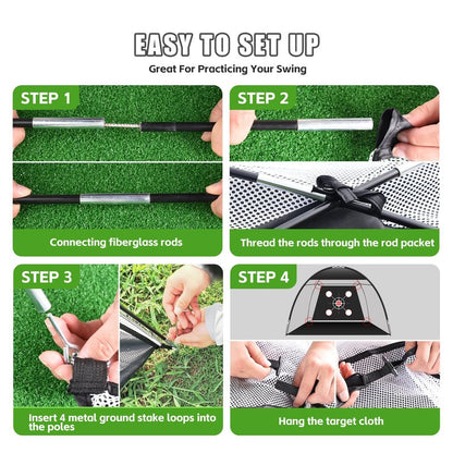 Golf Net Practice 10x7ft with Tri-Turf Mat & Real Balls Set Indoor Outdoor Golf Training Equipment for Backyard Driving Practice Enthusiast Gifts
