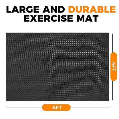 4x6ft Gym Floor Mat 10mm Thick - Large TPE/NPE Foam Workout Mat for Home Gym, Garage Floor, Yoga & Exercise - Non-Slip Eco-Friendly Fitness Mat (Black)