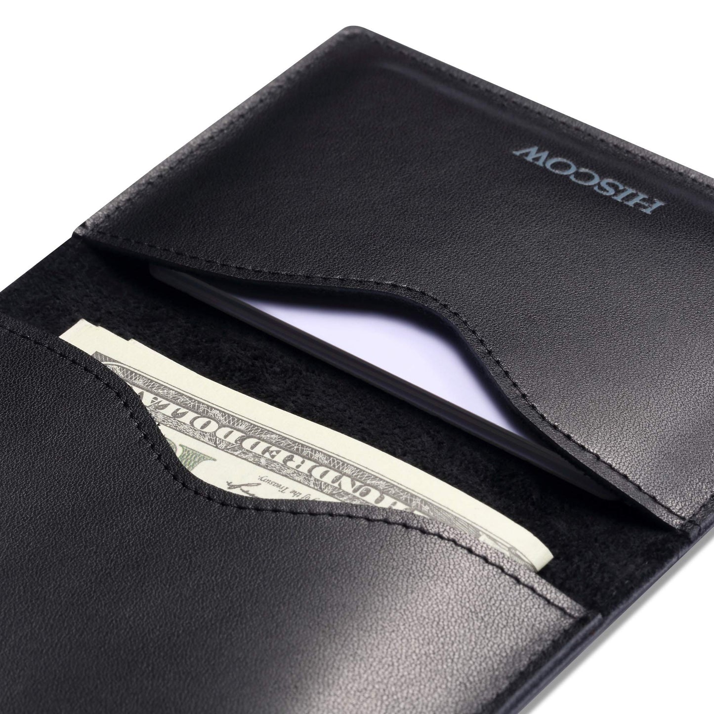 HISCOW Minimalist Thin Bifold Card Holder - Italian Calfskin
