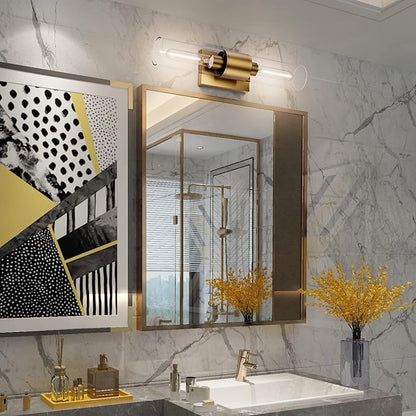 Tipace Bathroom Vanity Light Fixtures,Indoor Gold Wall Lights with Clear Glass,Modern Wall Sconces Up and Down Wall Mount Lamp for Bathroom,Bedroom,Hallway,Kitchen(Bulb not Include)