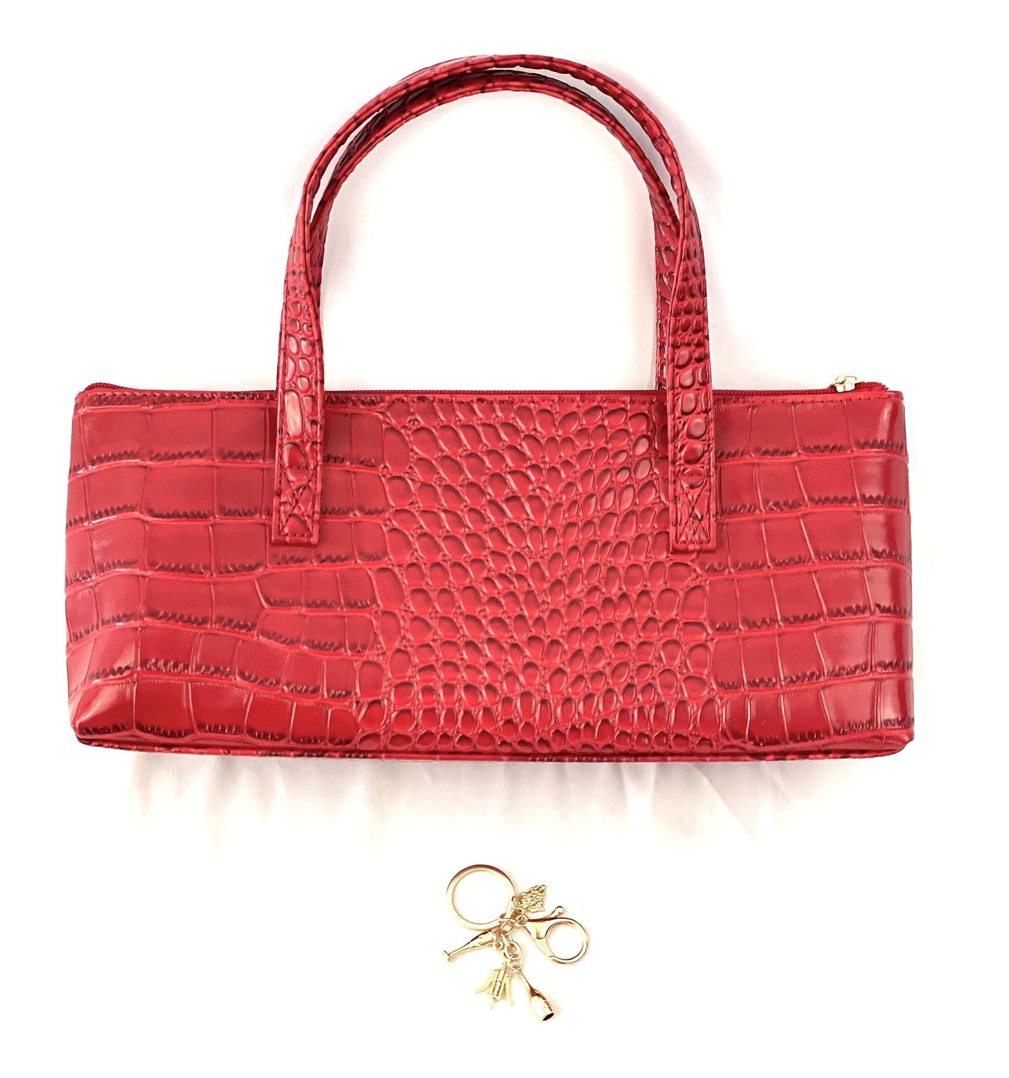 Happy Hour Red Croc Insulated Wine Clutch with Key Chain | Stylish Bottle Carrier Bag for Travel, Picnics & Gifts
