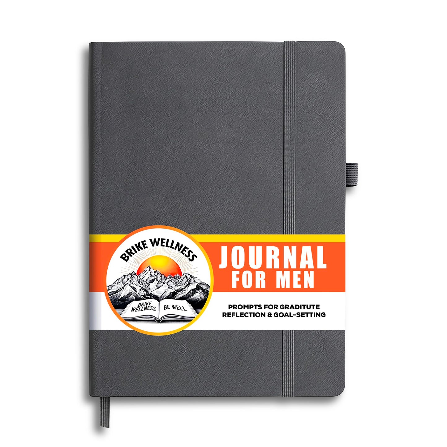 Brike Wellness Journal for Men & Women – Premium Vegan Leather 184 Pages Guided Journal with Daily Prompts for Graditude, Mental Wellness, Reflection, Goal-Setting, Mindfulness, and Motivation for Growth