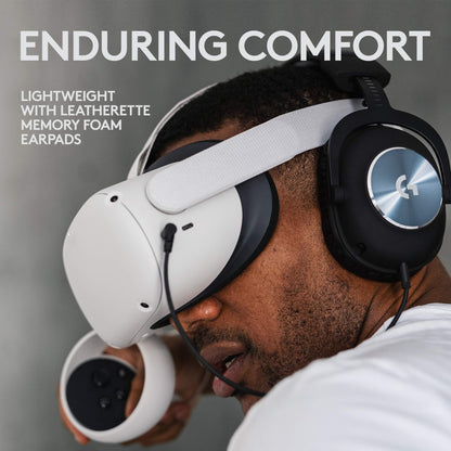 Logitech G PRO Gaming Headset for Oculus Quest 2 - Oculus Ready - Custom-Length Cable - PRO-G Precision Gaming Audio Driver - Steel and Aluminum Build - Low-Latency 3.5 mm Aux Connection