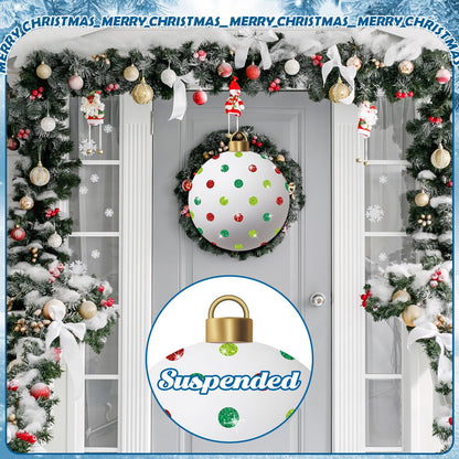 Nuanchu 4 Pcs Metal Christmas Balls Yard Signs Glitter Xmas Yard Sign Stake 21.3 Inches Xmas Waterproof Lawn Signs Christmas Outdoor Decorations for Outside Garden Patio Holiday Home Party Decor