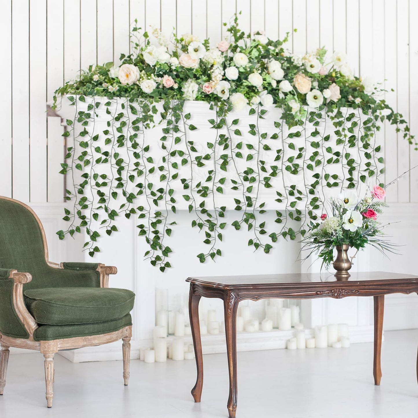 CEWOR 36 Pack 252ft Artificial Ivy Greenery Garland, Fake Vines Hanging Plants Backdrop for Room Bedroom Wall Decor, Green Leaves for Jungle Theme Party Wedding Decoration