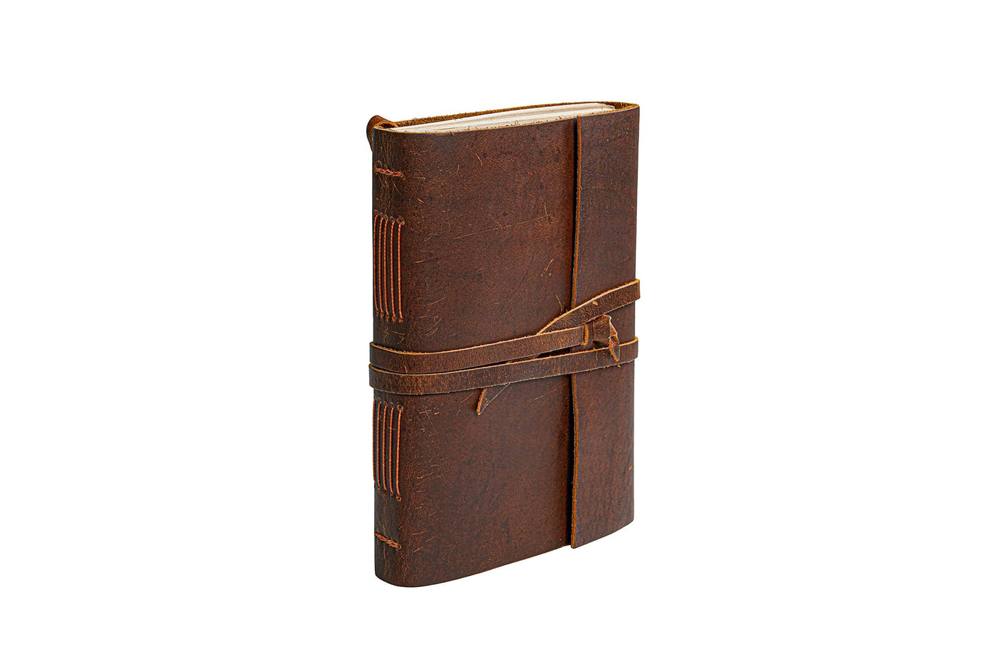 Leather Journal Notebook - Rustic Handmade Vintage Leather Bound Journals for Men and Women - Leather Craft Unlined Paper 300 Pages, Leather Book Diary Pocket Notebook, Diary To Write In (5" x 7")