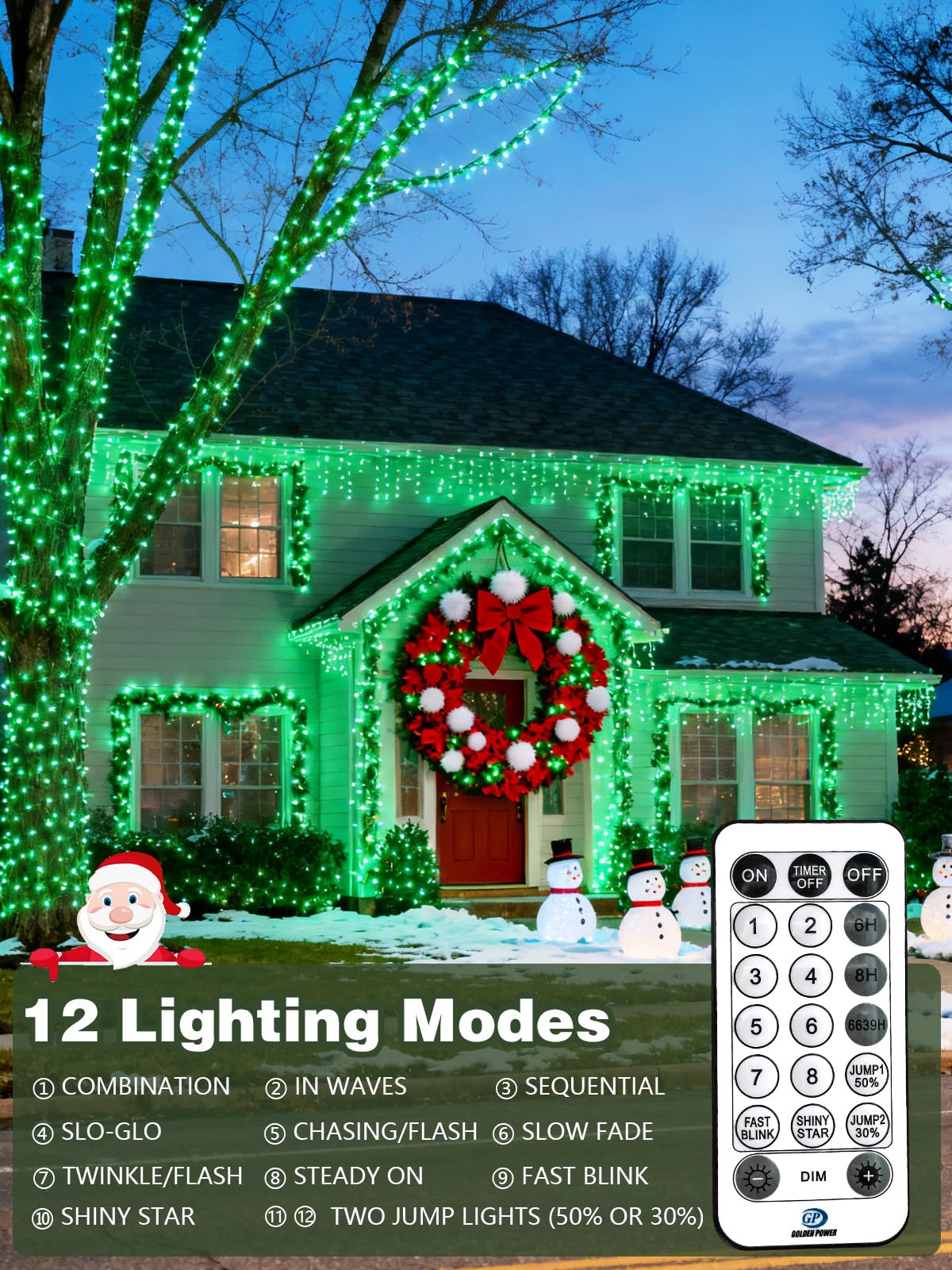 Voice Controlled Christmas Lights with Remote, 99 FT 300 LED String Lights Indoor Outdoor with 12 Modes 3 Timers, Dimmable Twinkle Light Plug in Waterproof for Tree St Patrick's Day Decorations, Green