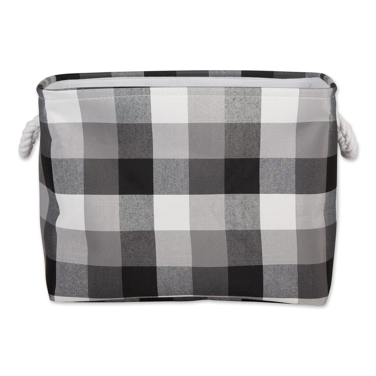 DII Buffalo Check Storage Collection Collapsible Bin with Handles, Medium Rectangle, 16x10x12, Tri Color Black