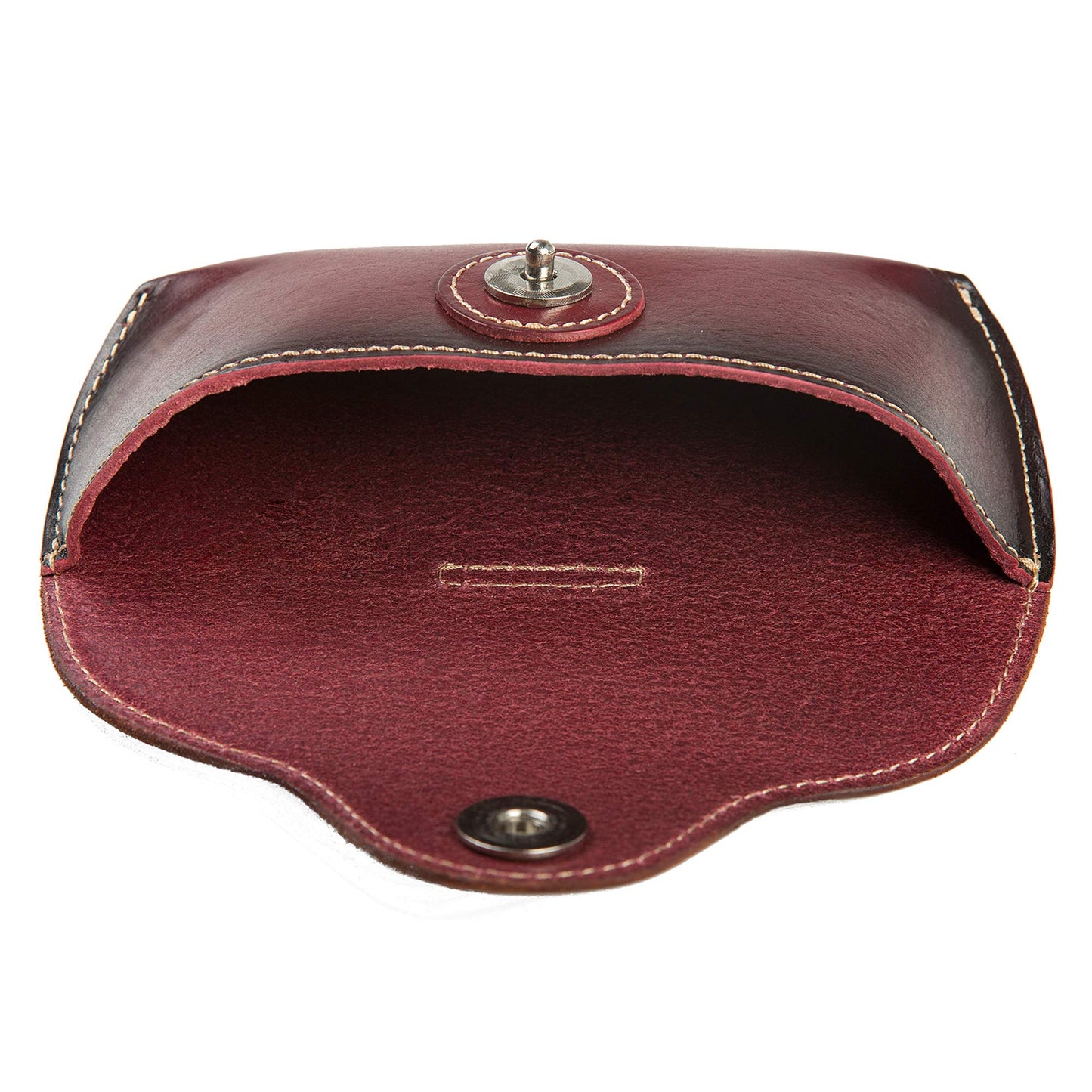 ZLYC Unisex Semi Hard Genuine Leather Eyeglass Case With Belt Loop for Prescription Eyeglasses & Standard Sized Sunglasses (Dark Red)