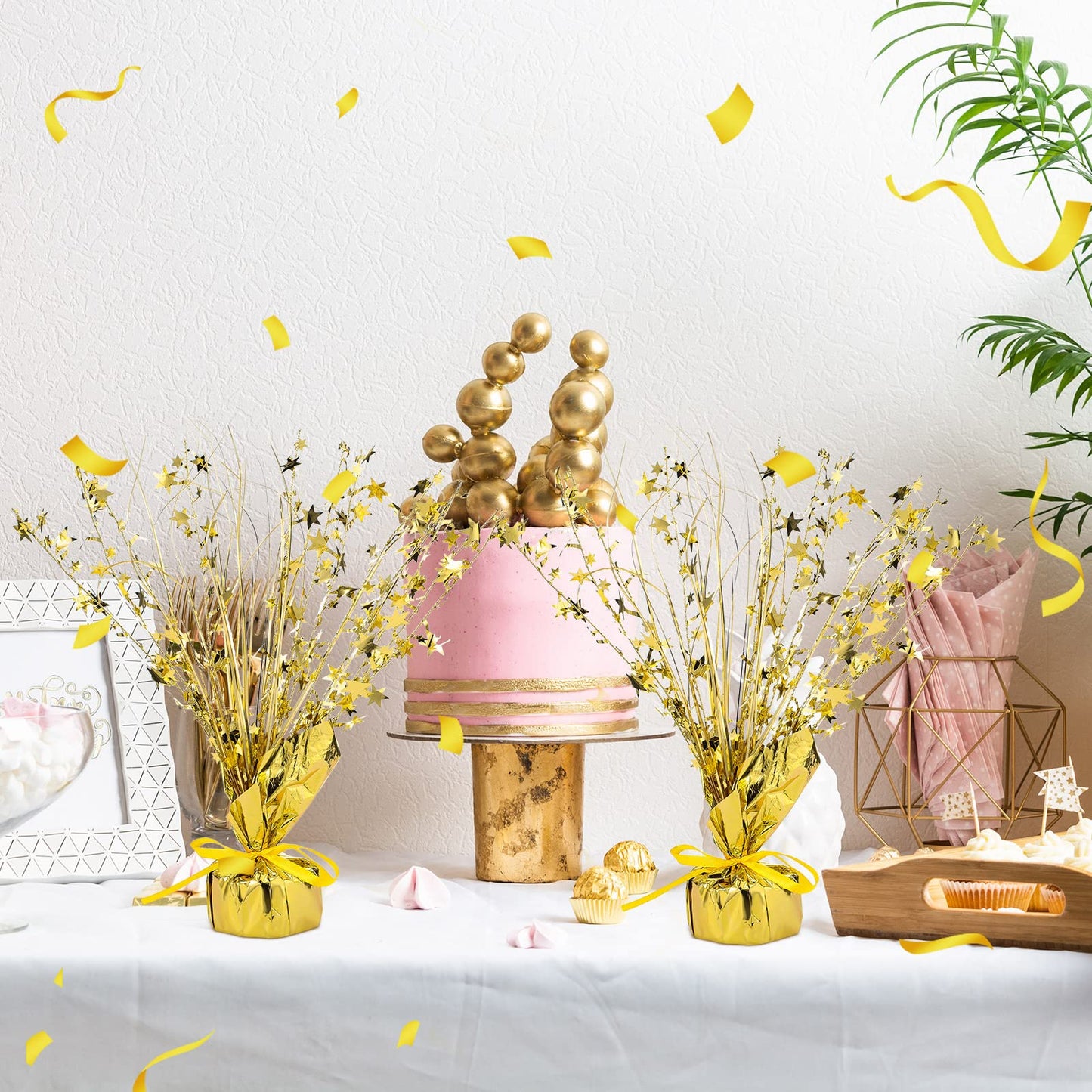Crowye 3 Pieces Metallic Foil Spray Centerpiece Birthday Table Decoration Star Burst Centerpieces Graduation Table Decor for Birthday 2026 Party Holiday(Gold)