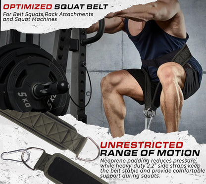 Belt for Belt Squats & DiP Belt, Rack Attachment & Squat Machine, Weight Lifting&Powerlifting – Back Support, Low-Profile, Padded Hip & Thigh, Secure Buckle, Heavy Duty