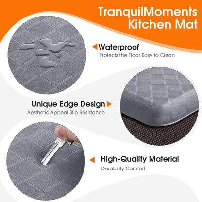 TranquilMoments 4/5 Inch Extra Thick Kitchen Mats for Floor,Non Slip Anti Fatigue Kitchen Rugs,Waterproof Stain Resistant Sink Mat,Cushioned Standing and Comfort Mats for Office (17"x24" Grey)