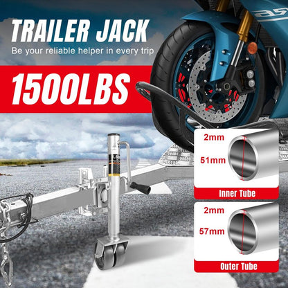 Torin 1500 lbs Trailer Jack with Wheel, Heavy Duty Swivel Boat Trailer Jack, 13" Lift, Bolt-on Trailer Tongue Jack for RV Boat