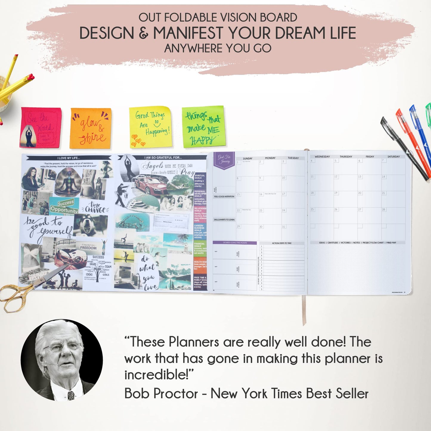 Law of Attraction Planner 2026 Deluxe with Productivity App | Weekly & Monthly Goal-Setting Planner, Life & Gratitude Journal | Include Foldable Vision Board, Gift Box & Stickers