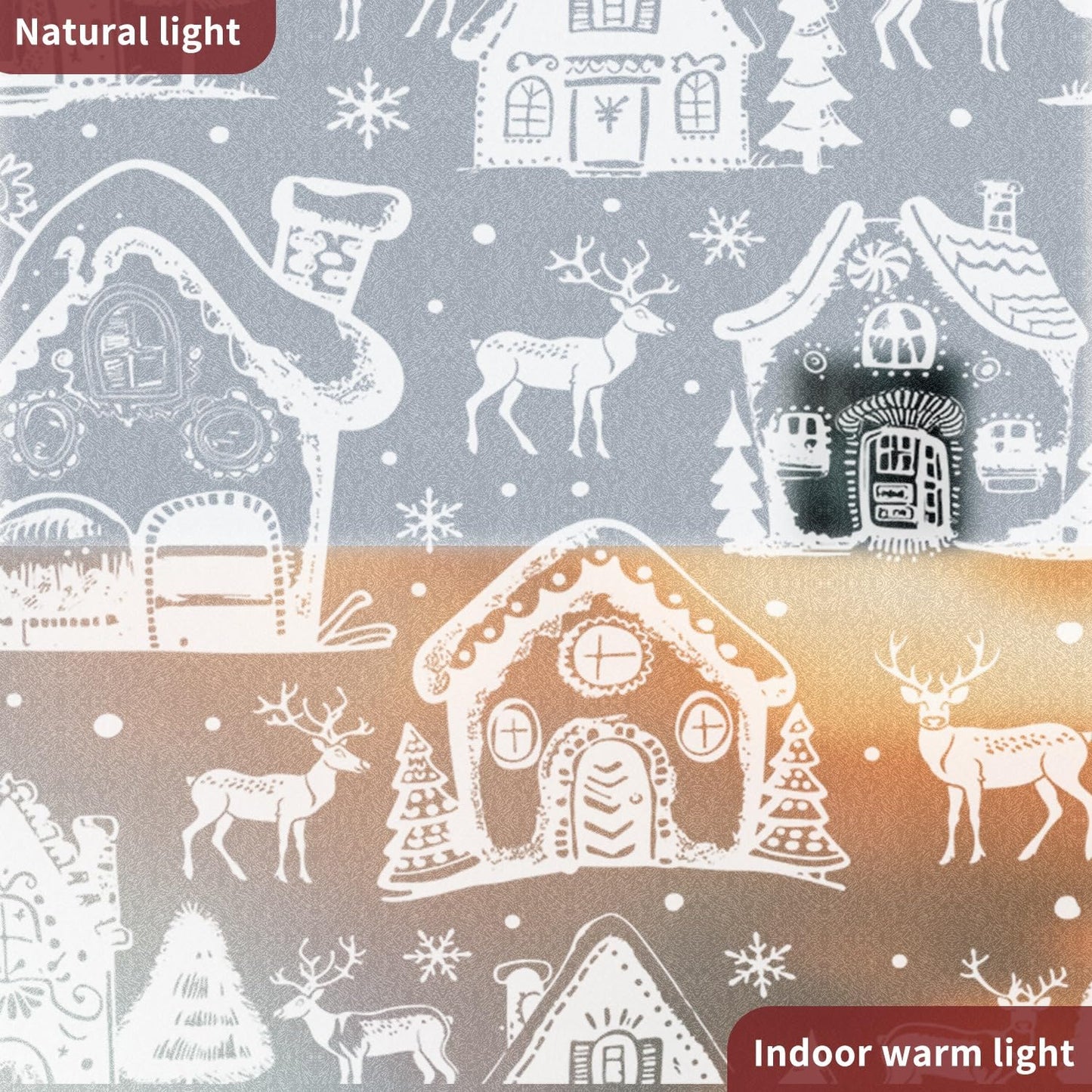 Window Privacy Film Holiday Art Christmas Static Clings Decorative Pure White Christmas House Elk Snowflake Glass Window Film Xmas Static Window Cling Privacy Stickers for Party Glass Supplies