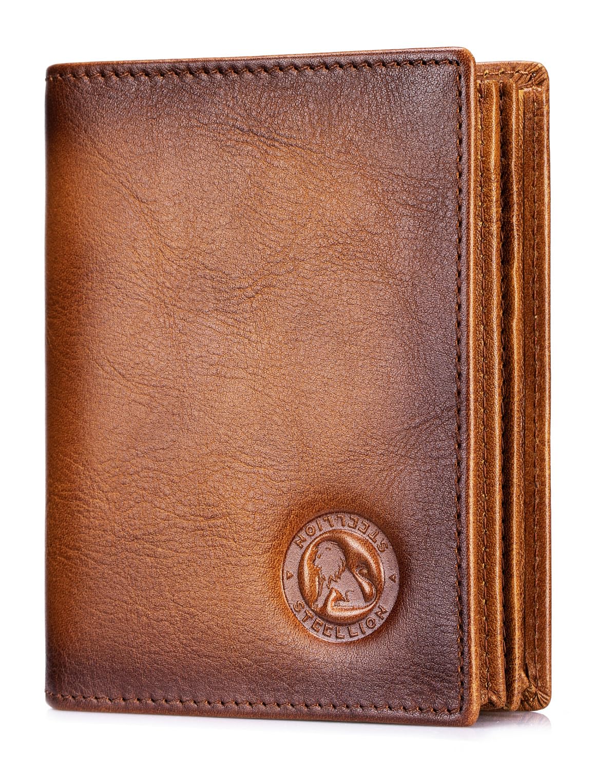 STEELLION Genuine Leather Men's Wallet, Bifold, Vintage RFID Blocking Large Capacity Wallet for Men, with 15 Credit Card Slots and 1 ID Window