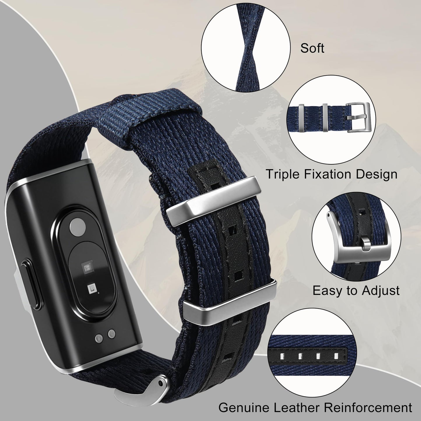 Farluya Nylon Leather Compatible with Hume Band Replacement,Adjustable Clasp Buckle & Loop Closure for Secure,Sport Lightweight Fabric Strap for Hume Health Band Fitness Tracker Women Men