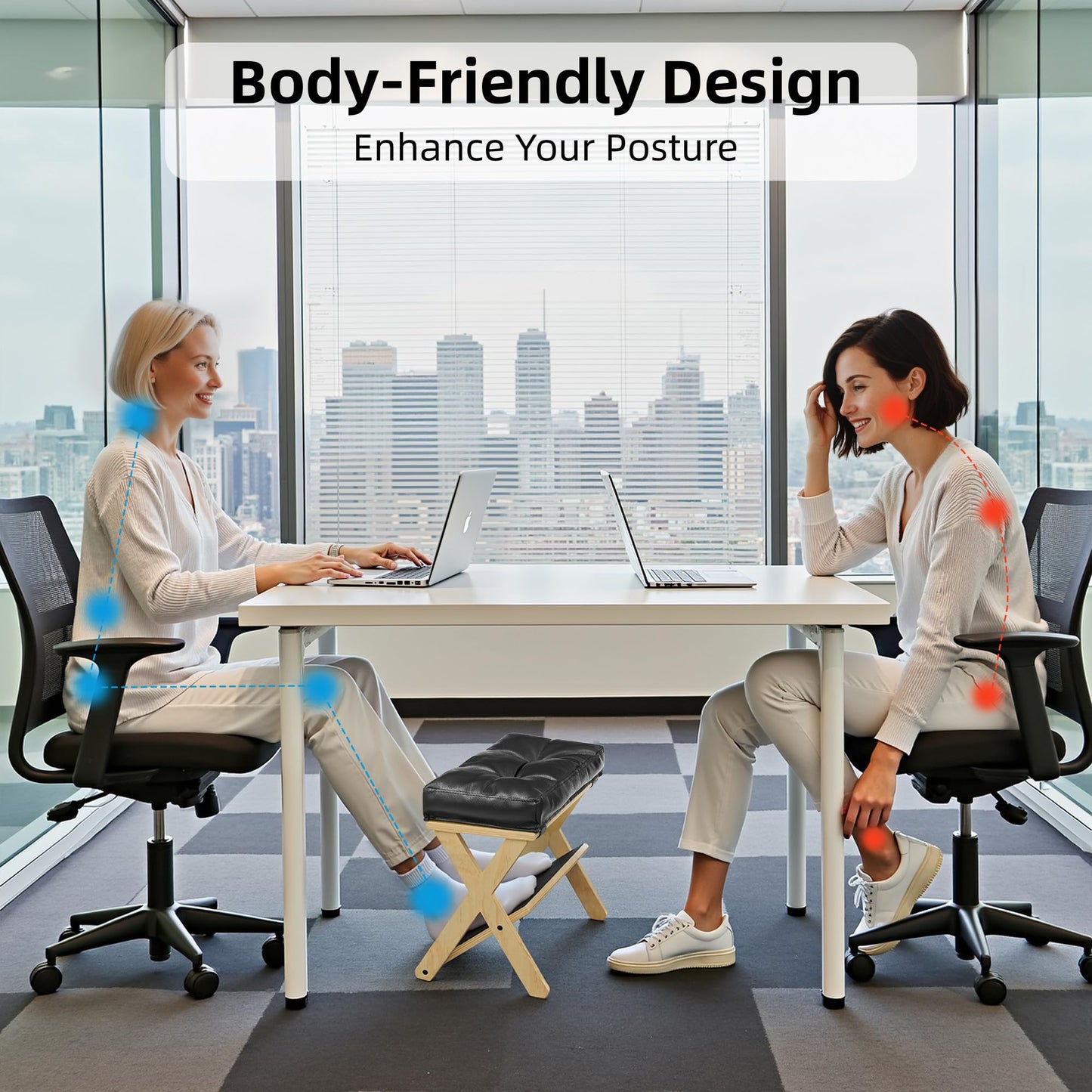 HOMELYSTBO Double Step Foot Rest for Under Desk at Work, Wooden Under Desk Footrest with Non-Slip EVA Stepping Surface, Ergonomic Foot Stools for Under Office Desk, Enhances Posture,Home Office Gaming