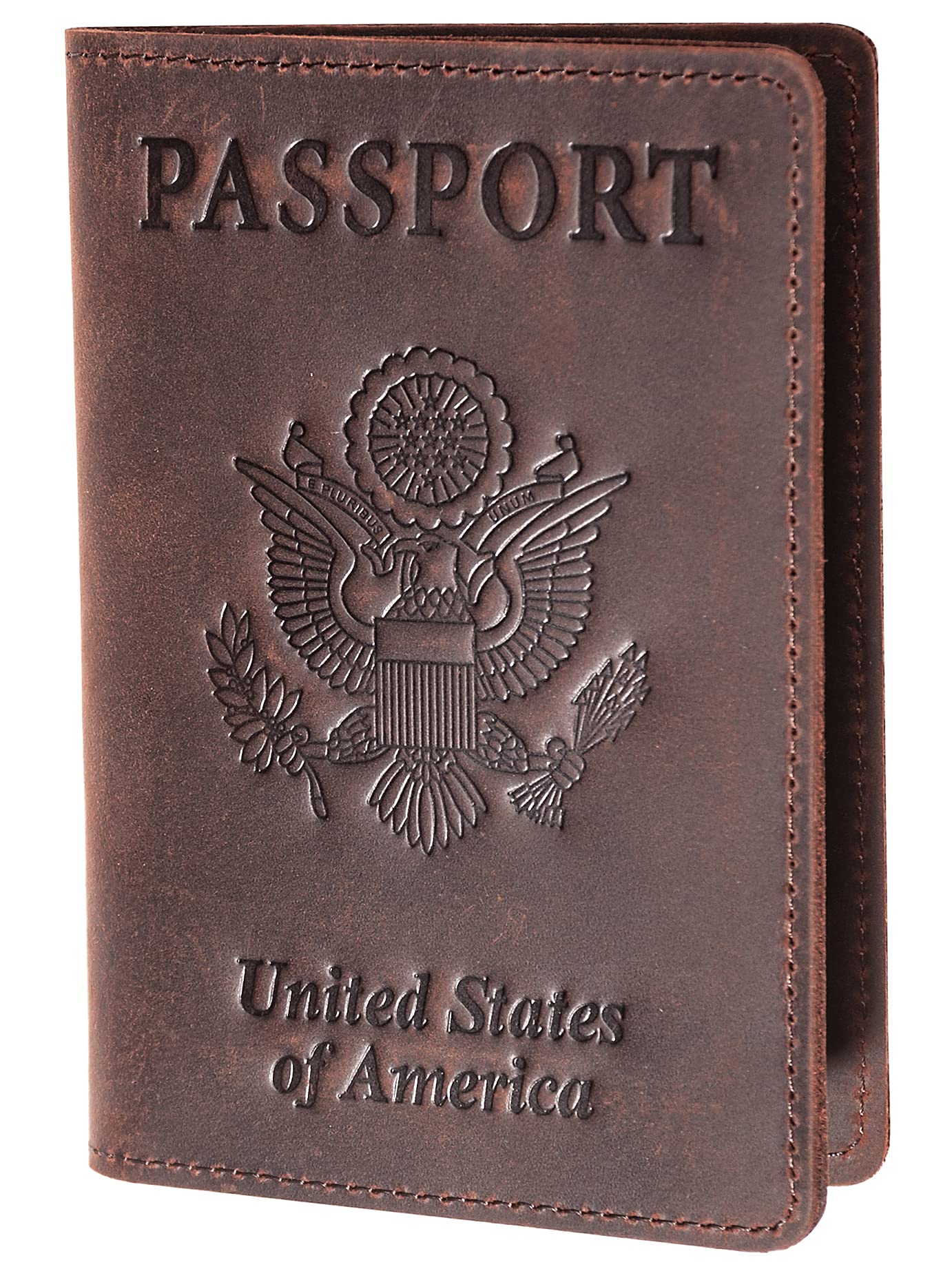 AGBIADD Genuine Leather Passport and Vaccine Card Holder Combo, RFID Blocking, Coffee, Unisex