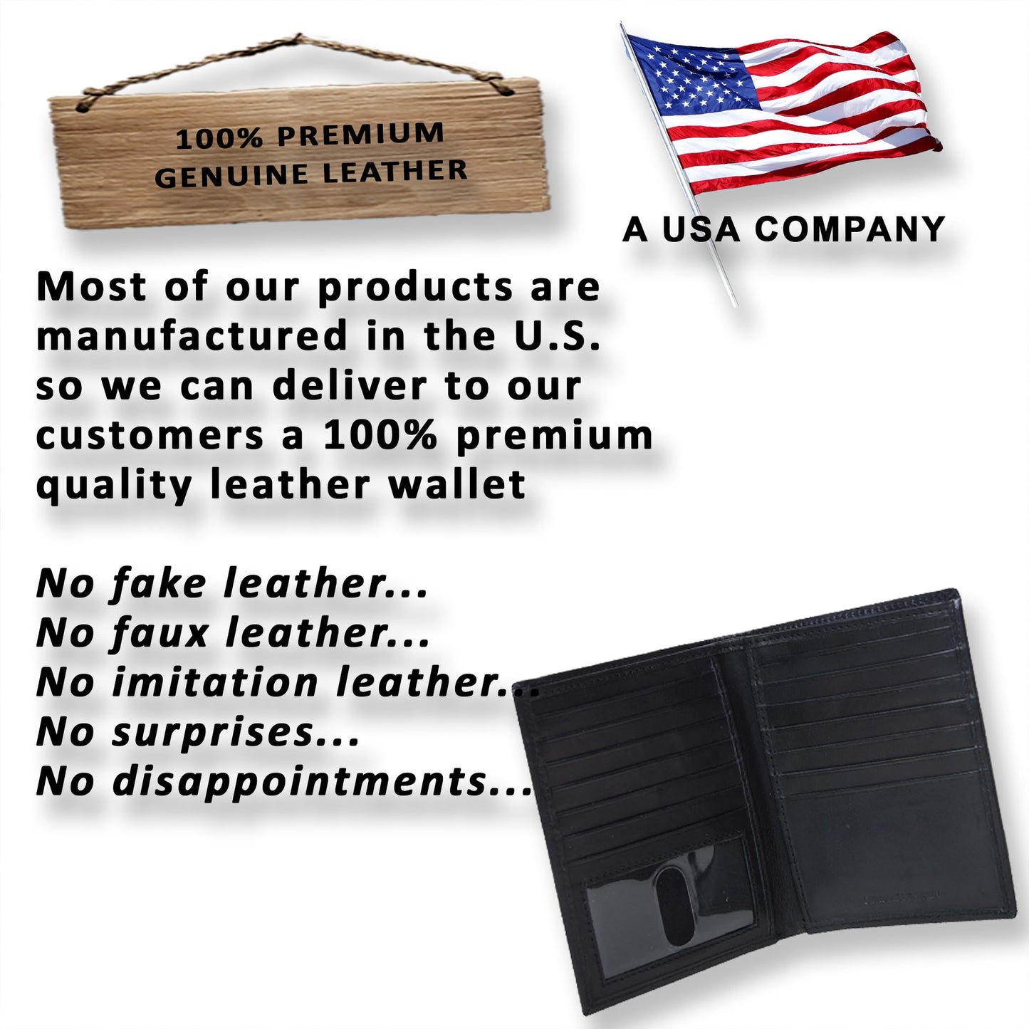 F&L CLASSIC Mens Chain Wallet Large Capacity | RFID Blocking | Buffalo vintage Leather | Bi-Fold Big Hipster | 186 black w/chain