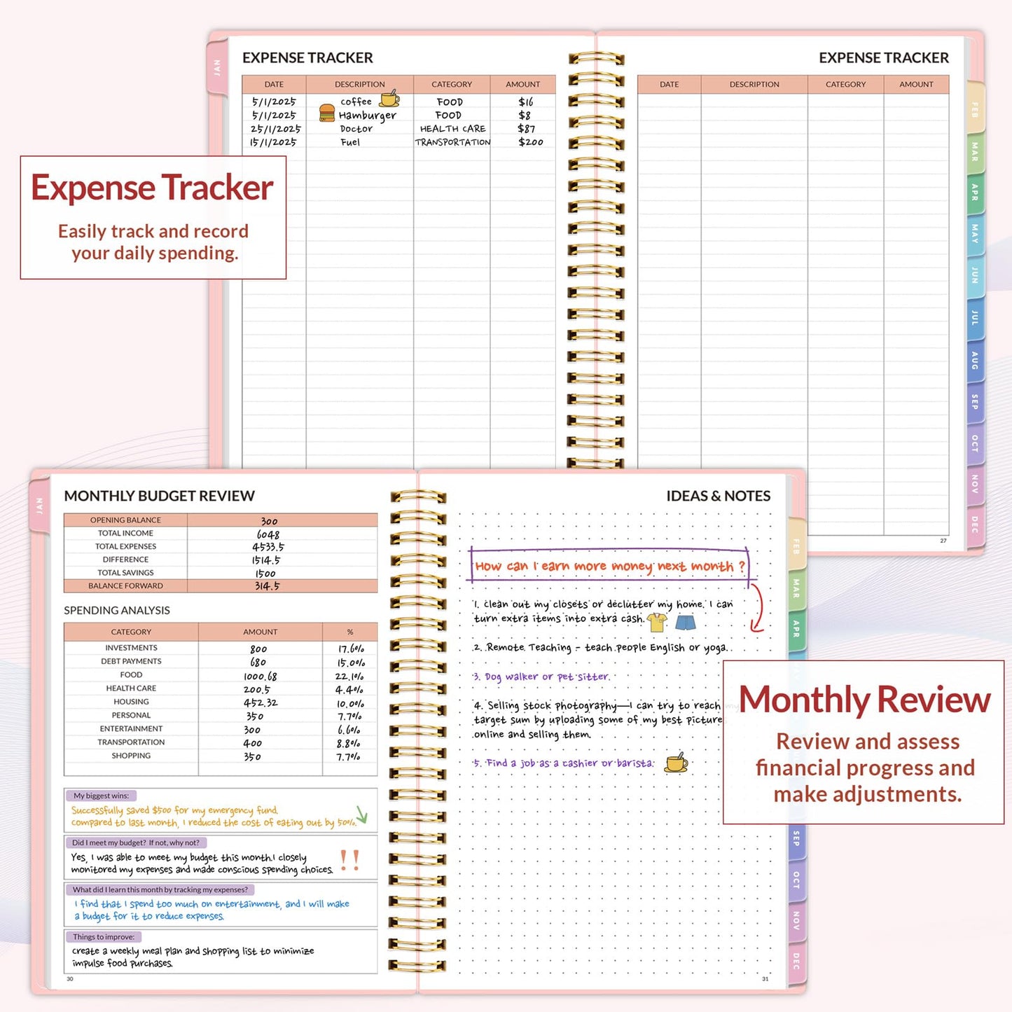2026 Budget Planner - Monthly Budget Book from JAN 2026 - DEC 2026 with Expense Tracker Notebook, A4 Size (8.5" x 11") Bill Organizer & Finance Planner Account Book to Manage Your Finances, Pink
