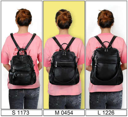 UTO Women Backpack Purse Oil Wax PU Leather Ladies Fashion Designer Rucksack Convertible Travel Shoulder Bag with Tassel Pink