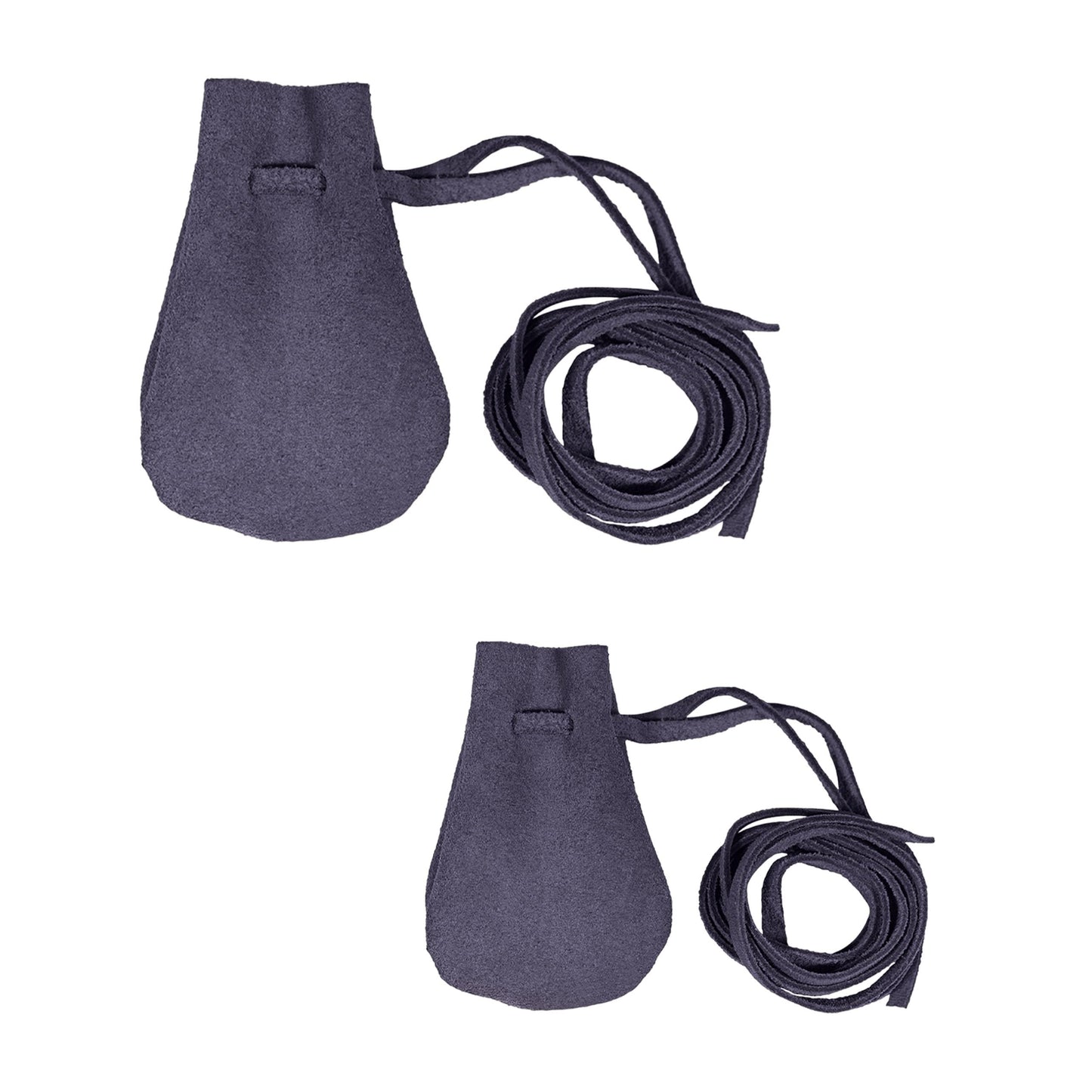 Mythrojan Small Trinket Pouches Suede Leather Drawstring Coin & Dice Bags for LARP, SCA, Viking & Medieval Events (2, Dark Blue, Large : 3" X 4" Small : 2.5" X3.5")