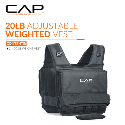 CAP 20 LB Adjustable Weighted Vest – Full Body Workouts, Cardio, Walking & Running, Weight Vest for Men and Women