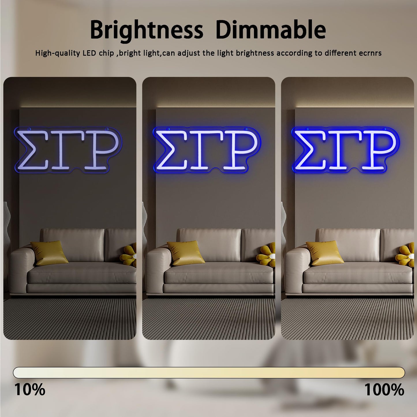 Sigma Gamma Rho Neon Light Sign, Dimmable LED Sorority Greek Lettering 11.8 x 5.1 in, Elegant Sorority Neon Signs Wall Decor for Girls Kids Room Bedroom Bar Birthday Gifts (Blue)