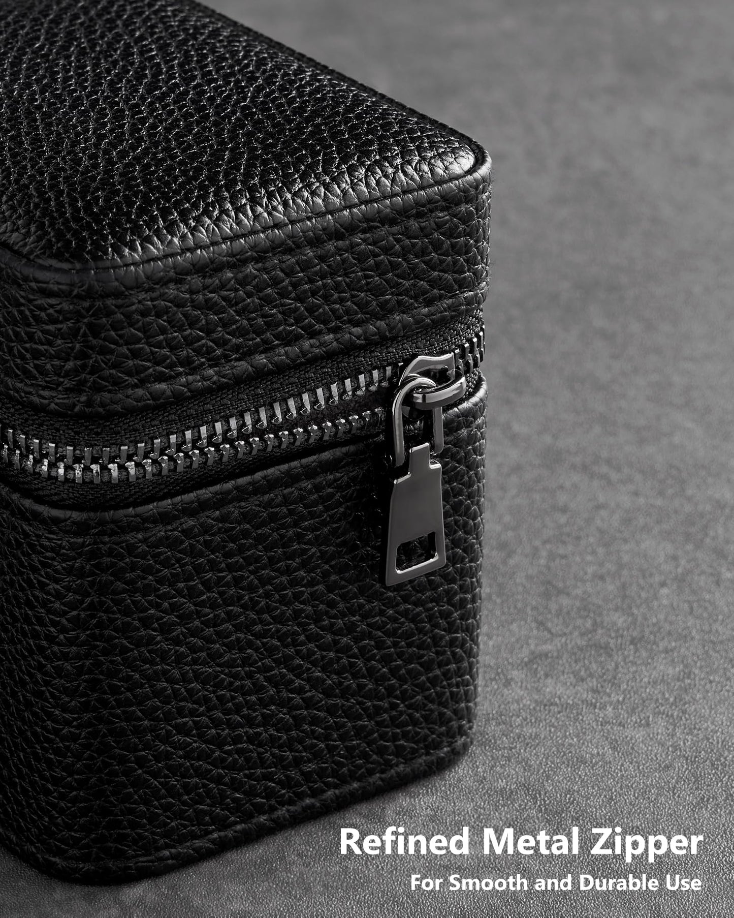 ProCase Single Watch Travel Case for Men, PU Leather Portable Watch Holder, Compact Small Carrying Storage Box for Luxury Watches & Smartwatches with Jewelry Compartment, Fathers Day Gift -Black