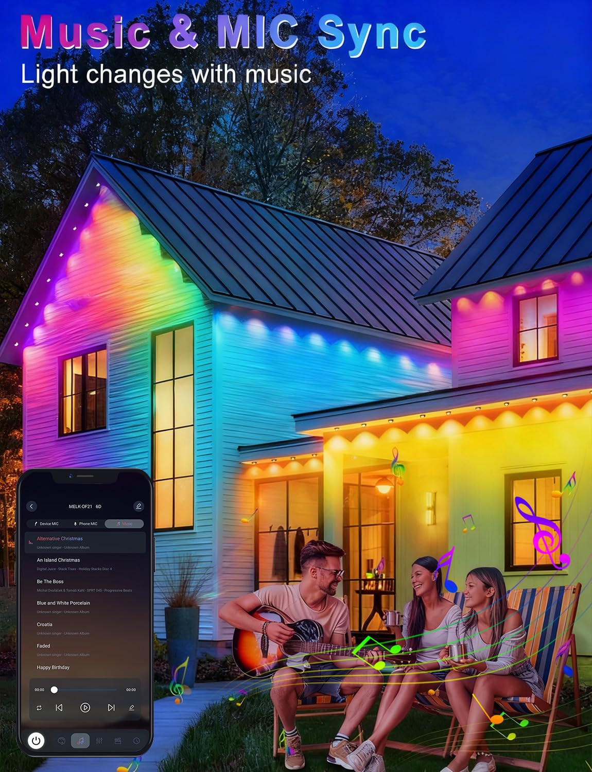 CCILAND 50Ft Permanent Outdoor Lights, 30 LED Eternity RGB&IC Smart Eaves Lights with Remote App 209 Scene Modes IP67 Waterproof for Christams, Party Decor