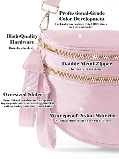 Pure Colour Crossbody Bag Bum Bag for Women,Spacious Purse Fanny Packs Belt Bag,Oversized Bum Bag (Colour Bum Bag-Beige)