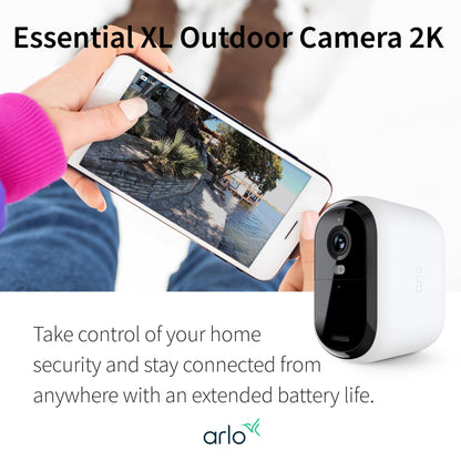 Arlo Essential Security Camera 2K | Outdoor - Indoor | 2nd Gen | Wireless with Spotlight, 2-Way Audio, Color Night Vision, Live Stream, Motion Activation, Real Time Notifications - White, 3 Cameras