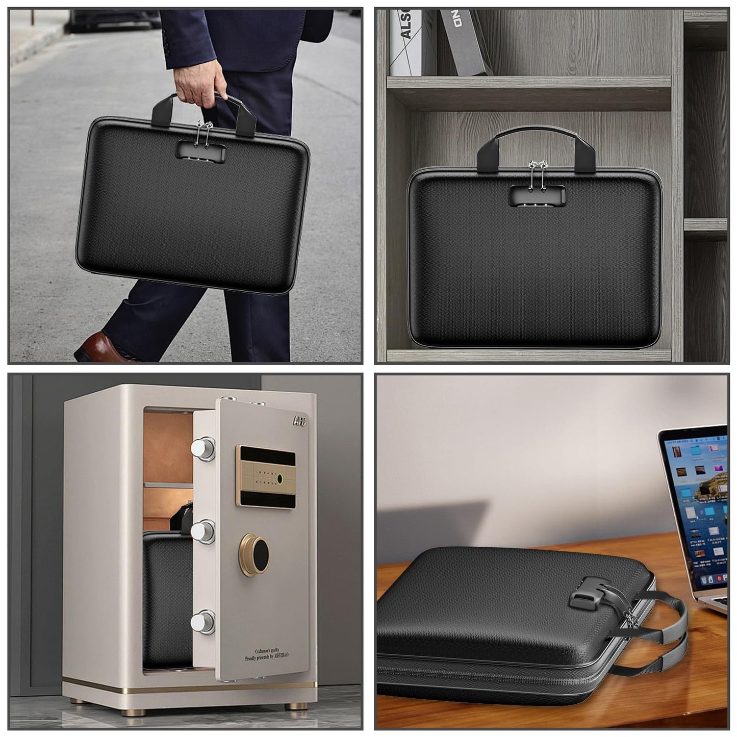 ZOOPIP Fireproof File Organizer,Fireproof Document Box with Lock,Large 13 Pocket Expanding File Folder,Hard-Shell Portable Safe Storage for Letter/Legal Document,Laptop,Valuables-Black