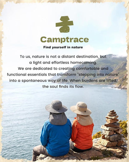 Camptrace UPF 80+ Sun Hat for Men & Women - Wide Brim Mesh Protection with Neck Flap | Ideal for Fishing, Hiking, Gardening