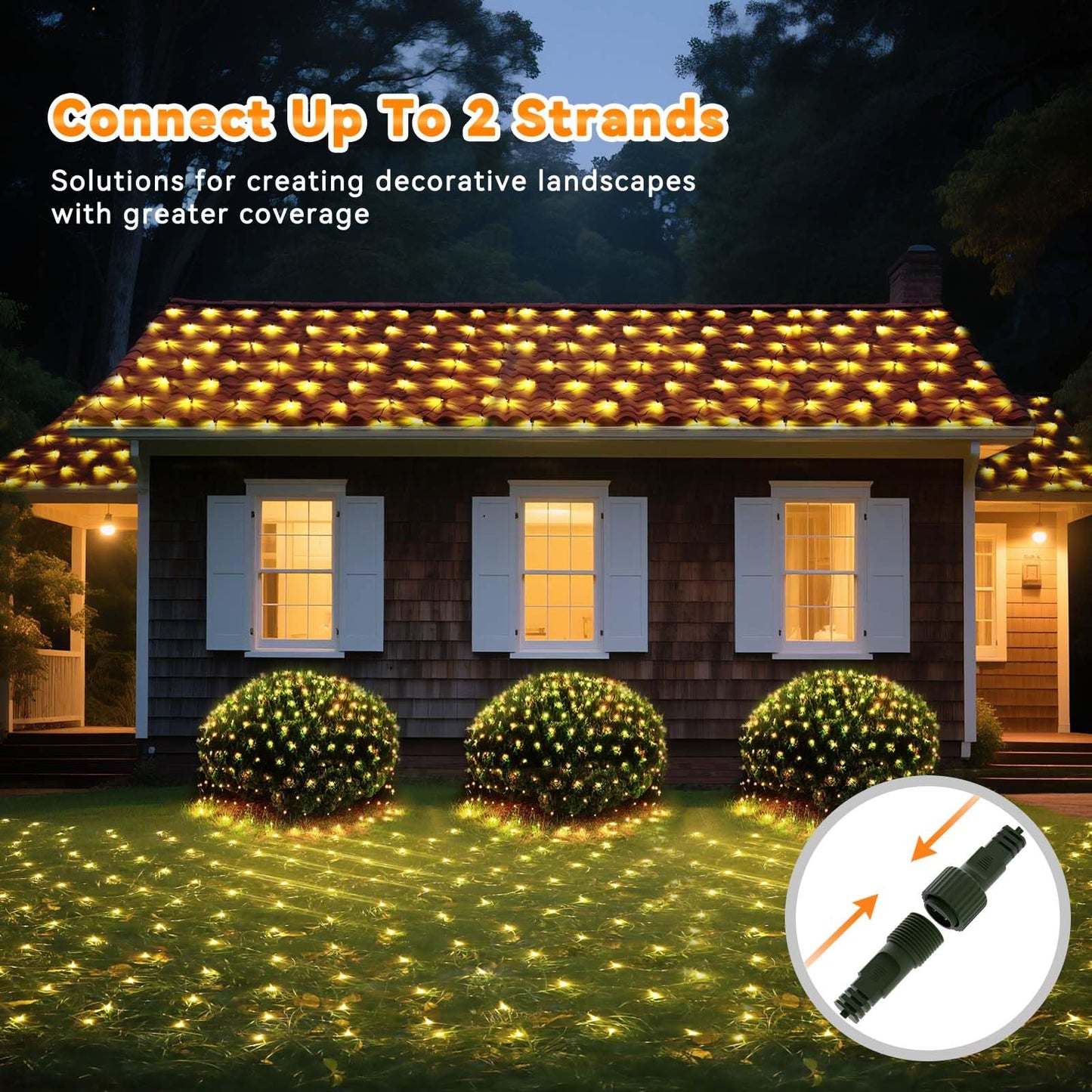 LitHome 21FT x 5FT Christmas Net Lights Outdoor Mesh Lights, 360 LED Warm White Net Light 8 Modes Connectable, Waterproof Giant Christmas Mesh Light Green Wire for Bushes Garden Yard Party Tree Decor