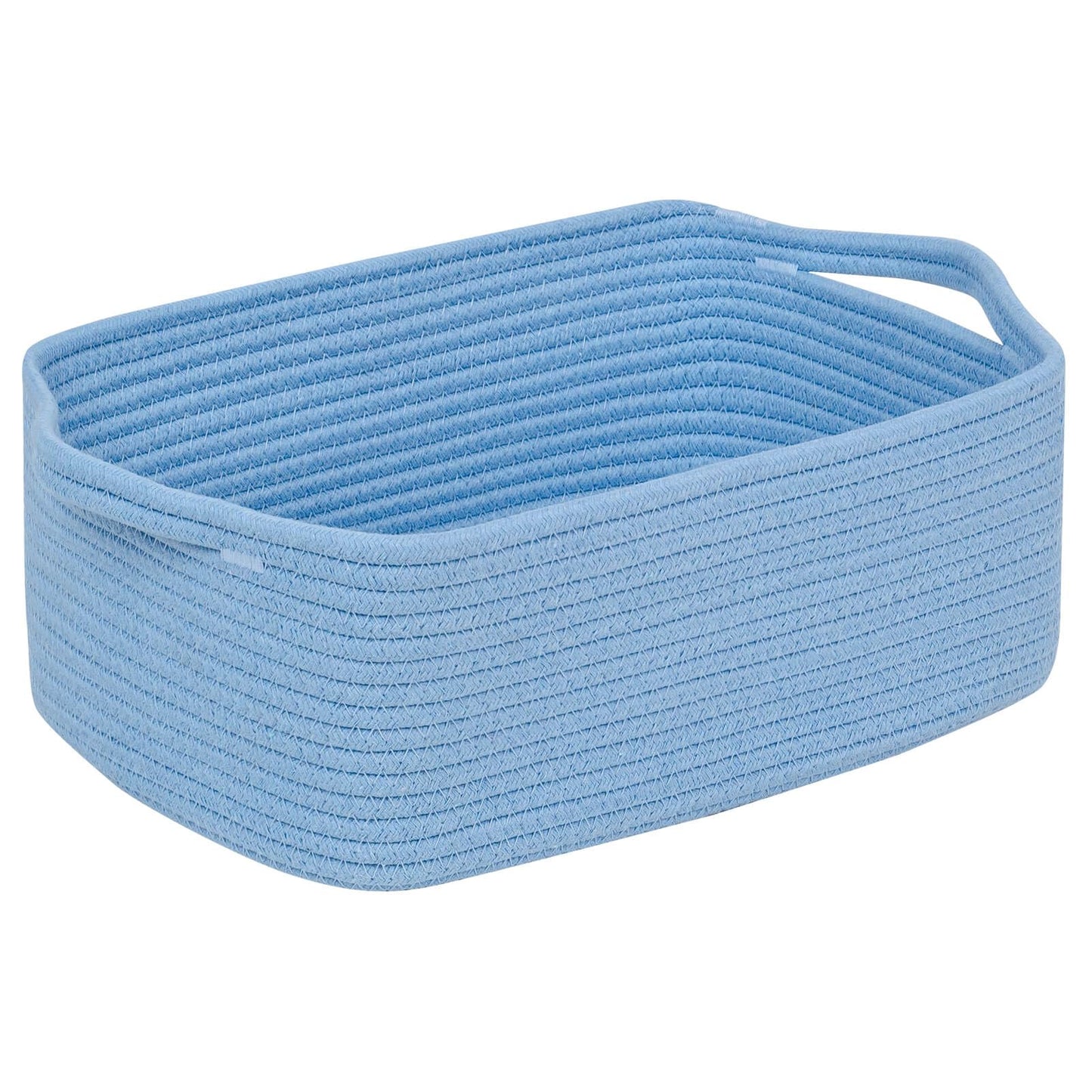 CubesLand Cute and Durable Small Cotton Rope Basket for Organizing, Woven Closet Storage Bin,Shelves Closet Storage Basket, Bathroom Storage Organizer Bin, Nursery Toy Basket Bin, Blue Basket