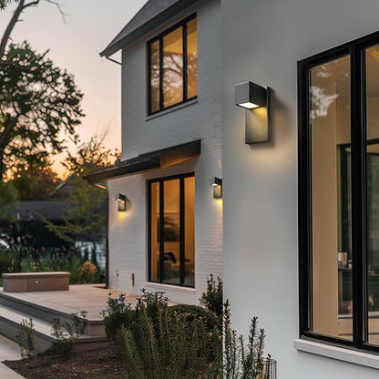 GLOBE Electric 60000124 17W Integrated LED Outdoor Wall Sconce, Matte Black Finish, 650 Lumens, 2700K Warm White, Weather-Resistant, Dimmable Exterior Light, 50,000 Hour Lifespan